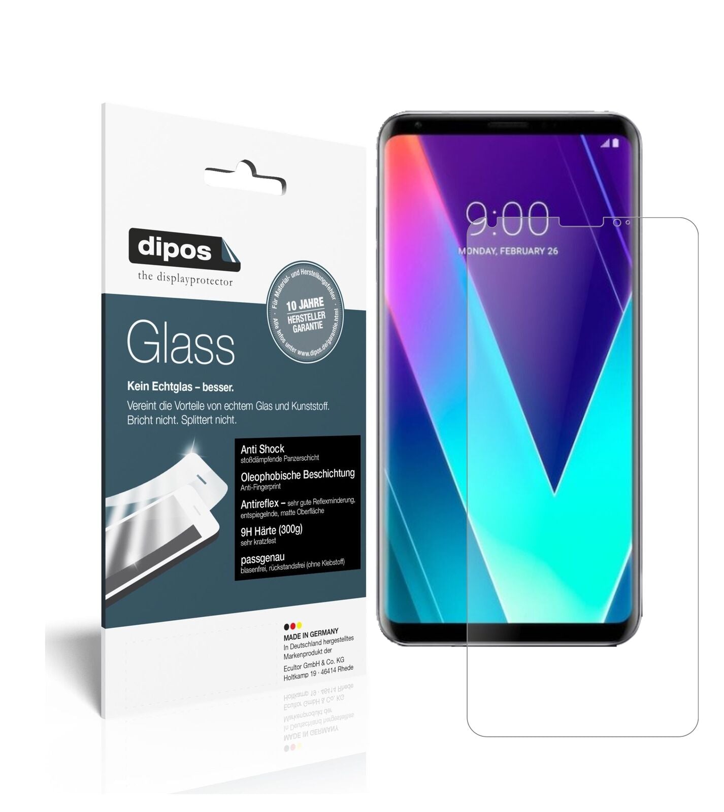 LGV30S+ ThinQ mit aufgebrachter dipos Panzerfolie, die lästige Fingerabdrücke minimiert