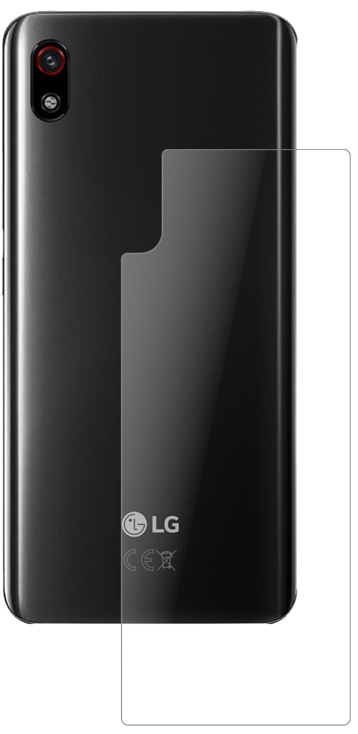 LGW10 Alpha Rückseite mit aufgebrachter dipos Panzerfolie, die lästige Fingerabdrücke minimiert