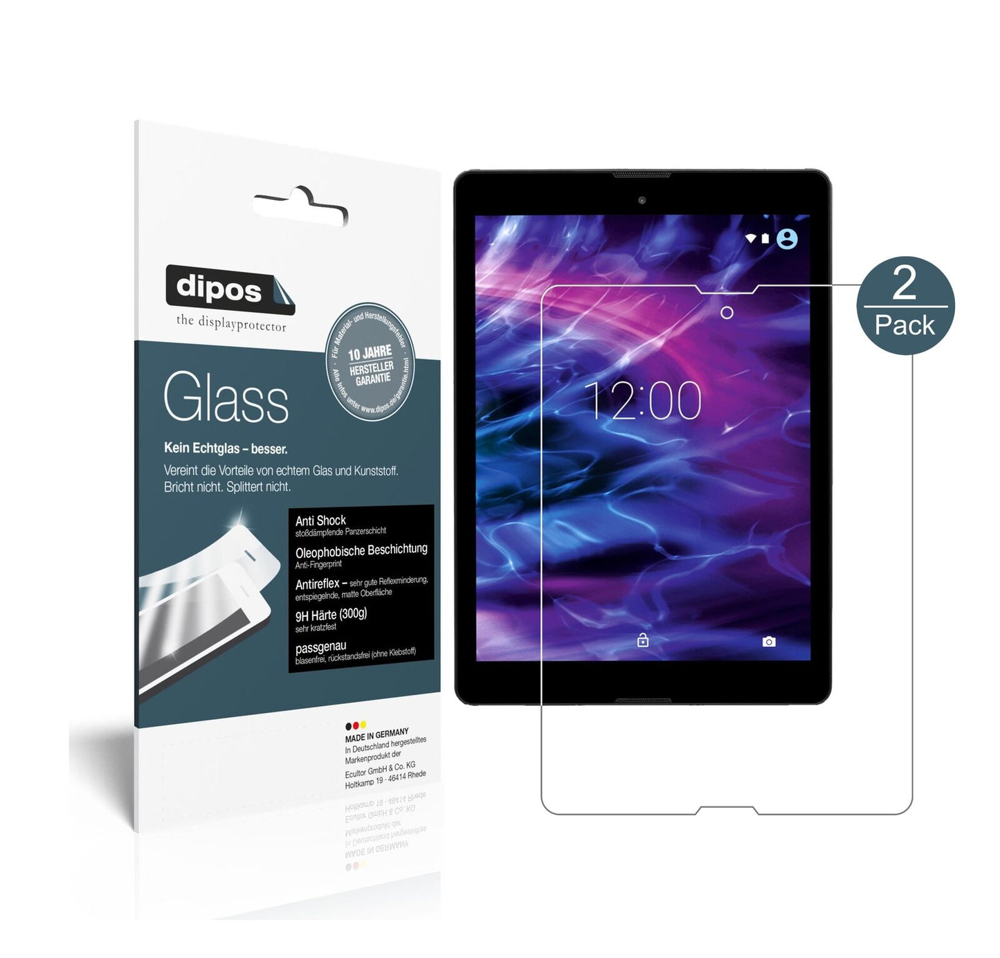 MedionLifetab P9702 mit aufgebrachter dipos Panzerfolie, die lästige Fingerabdrücke minimiert