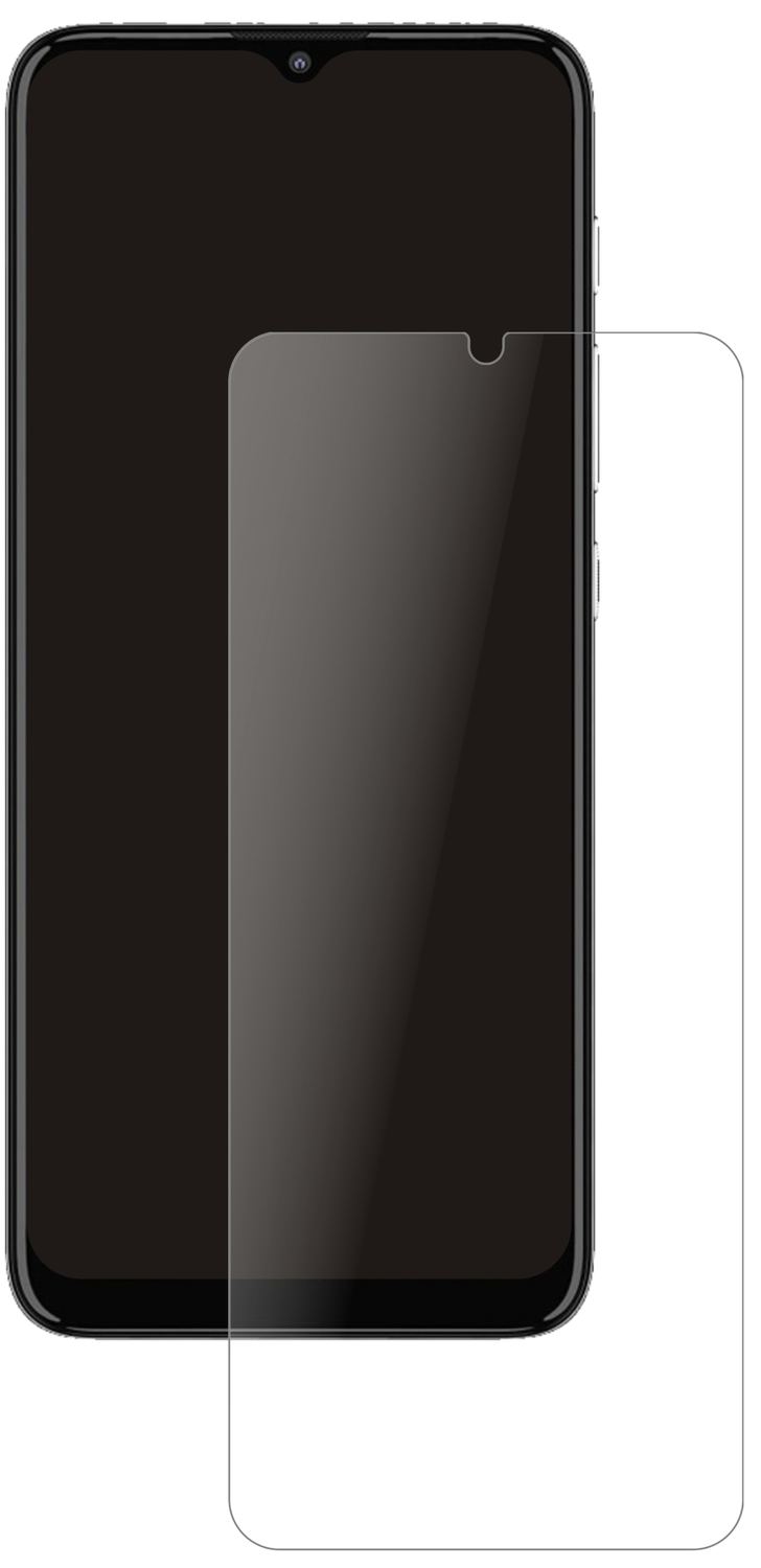 MotorolaMoto E20 mit aufgebrachter dipos Panzerfolie, die lästige Fingerabdrücke minimiert