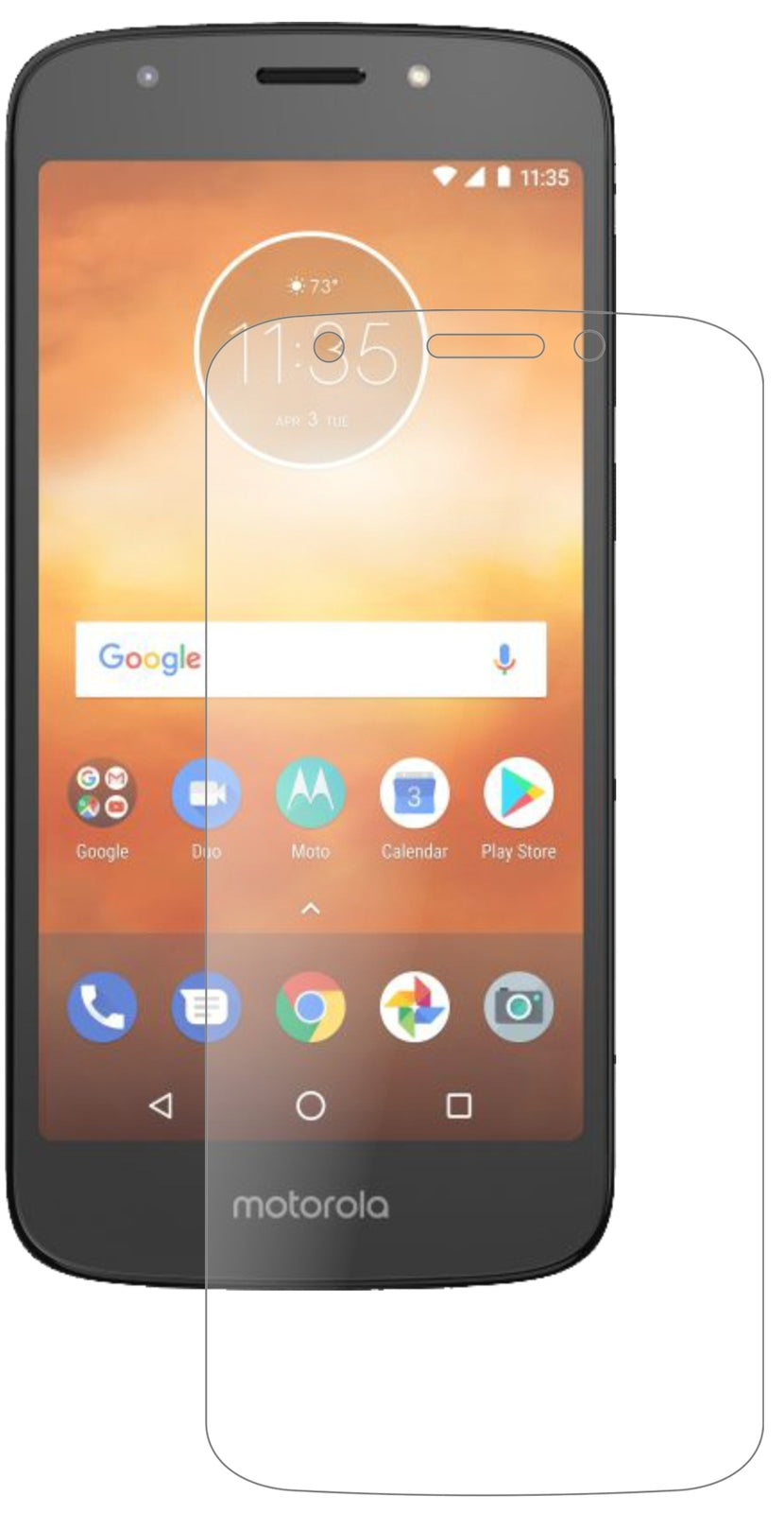 MotorolaMoto E5 Play MSM8917 mit aufgebrachter dipos Panzerfolie, die lästige Fingerabdrücke minimiert