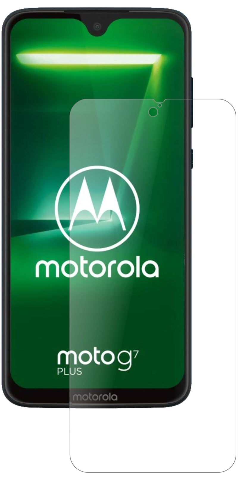 MotorolaMoto G7 Plus mit aufgebrachter dipos Panzerfolie, die lästige Fingerabdrücke minimiert