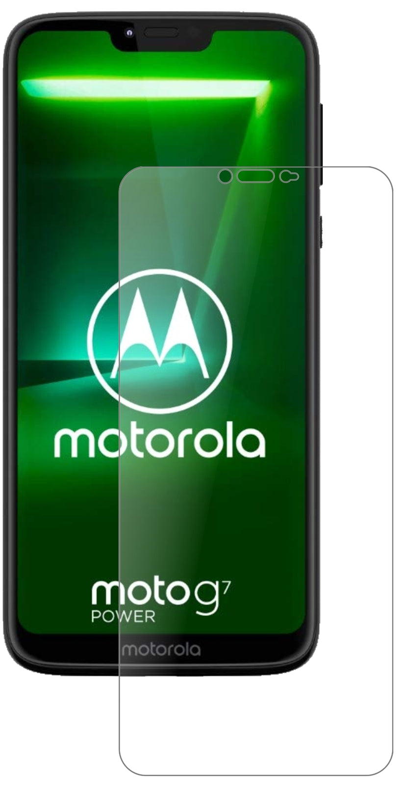 MotorolaMoto G7 Power mit aufgebrachter dipos Panzerfolie, die lästige Fingerabdrücke minimiert