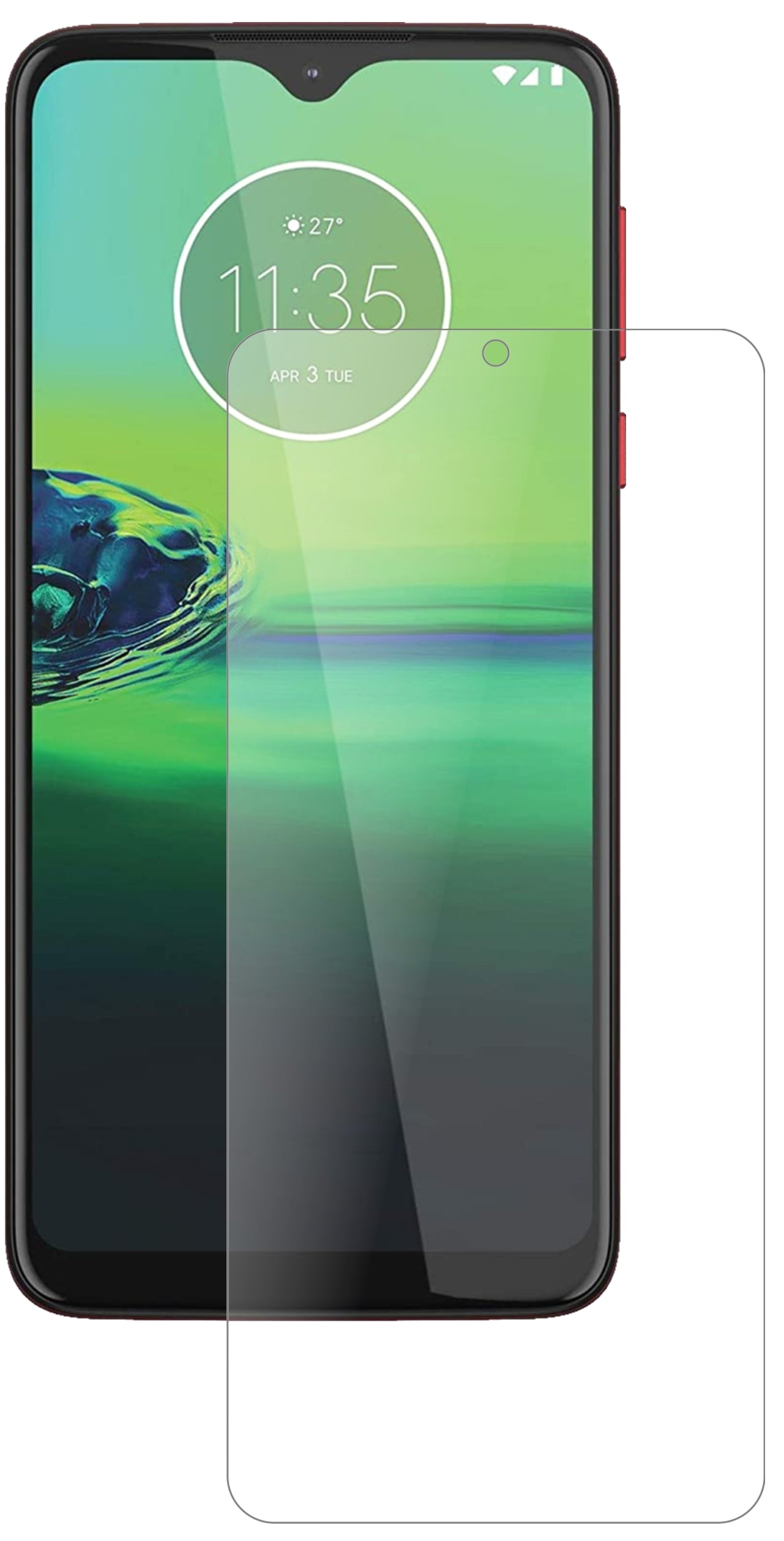 MotorolaMoto G8 Play mit aufgebrachter dipos Panzerfolie, die lästige Fingerabdrücke minimiert