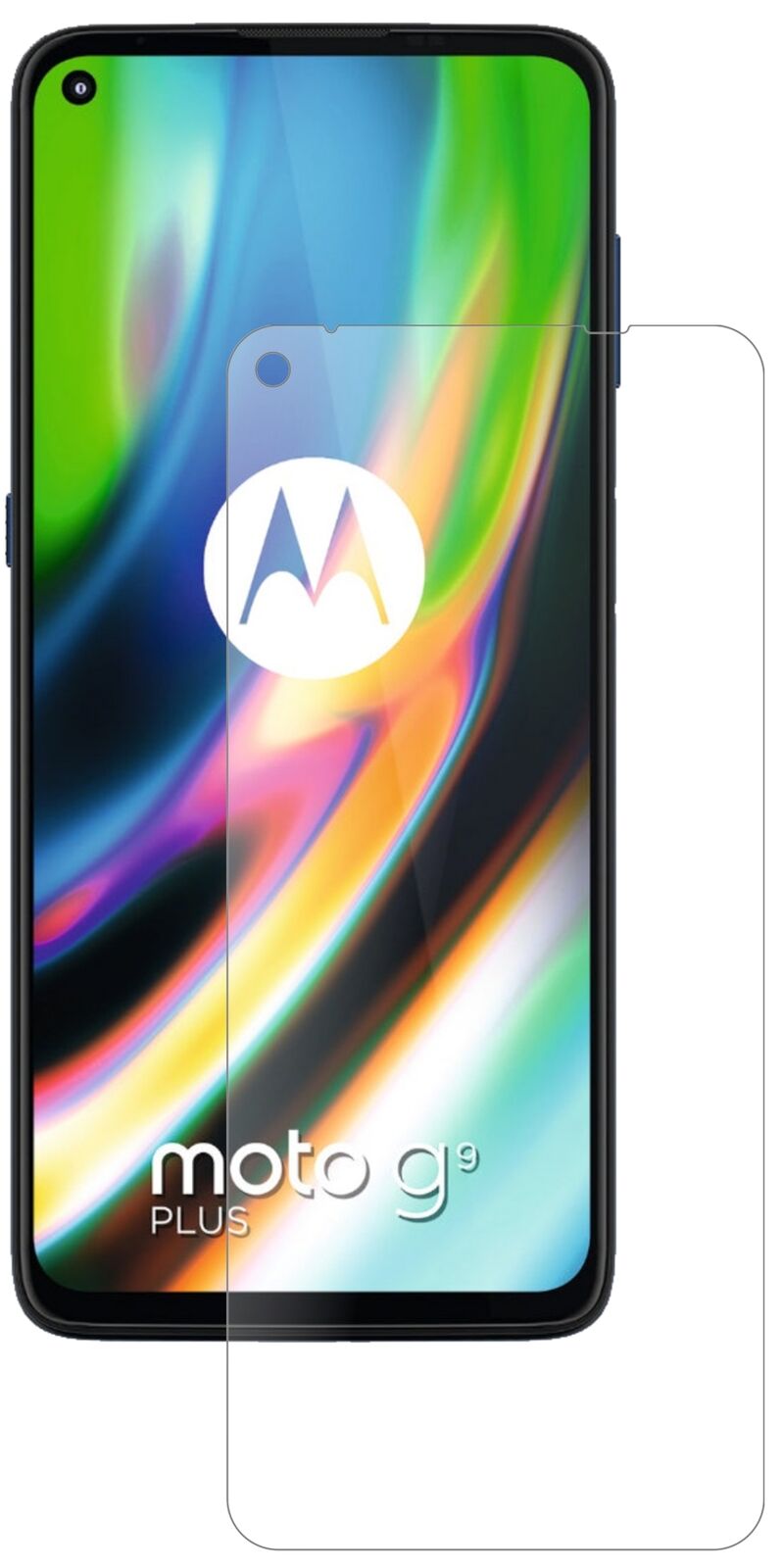 MotorolaMoto G9 Plus mit aufgebrachter dipos Panzerfolie, die lästige Fingerabdrücke minimiert