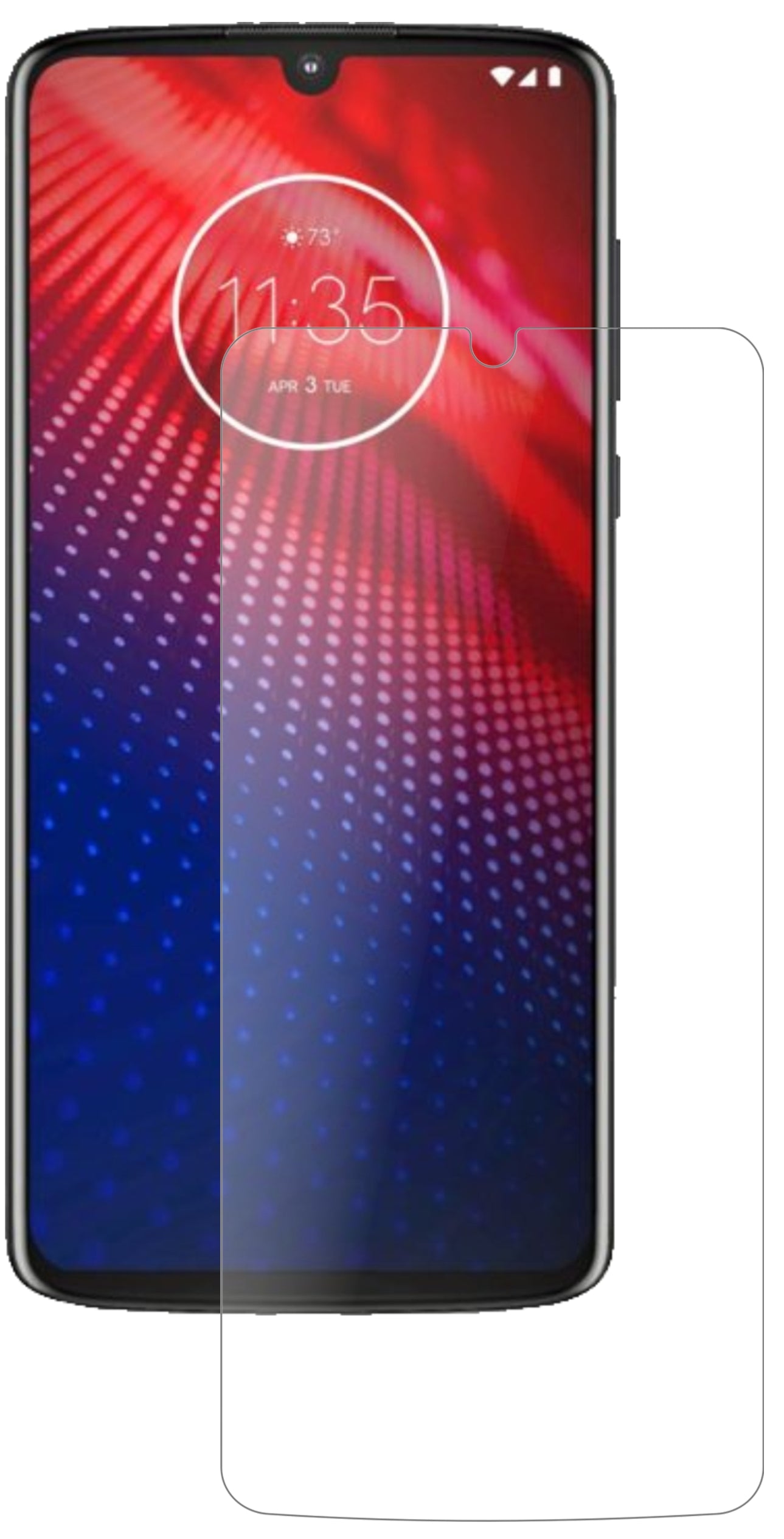 MotorolaMoto Z4 mit aufgebrachter dipos Panzerfolie, die lästige Fingerabdrücke minimiert