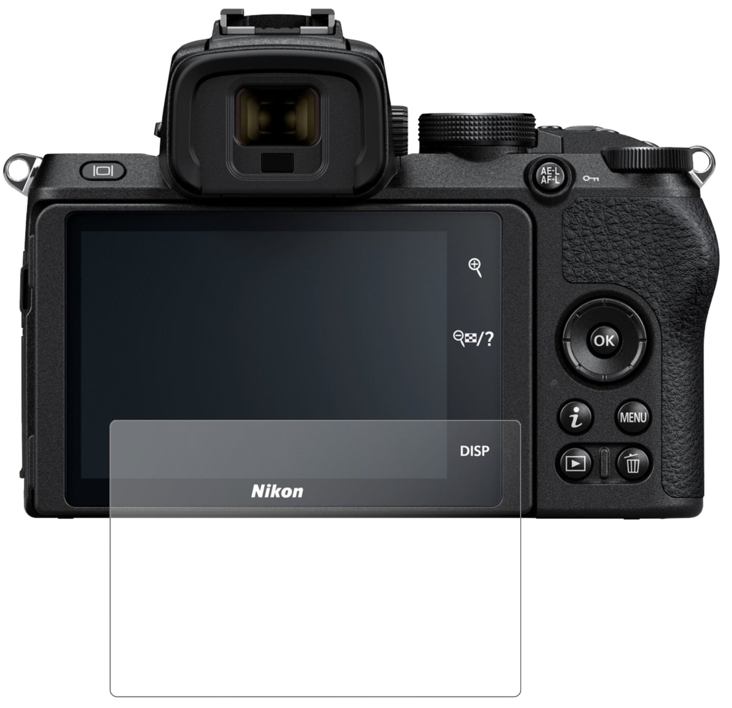 NikonZ50 mit aufgebrachter dipos Panzerfolie, die lästige Fingerabdrücke minimiert