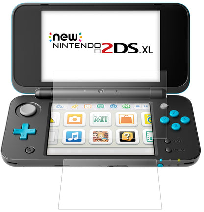 Nintendo2DS XL mit aufgebrachter dipos Panzerfolie, die lästige Fingerabdrücke minimiert