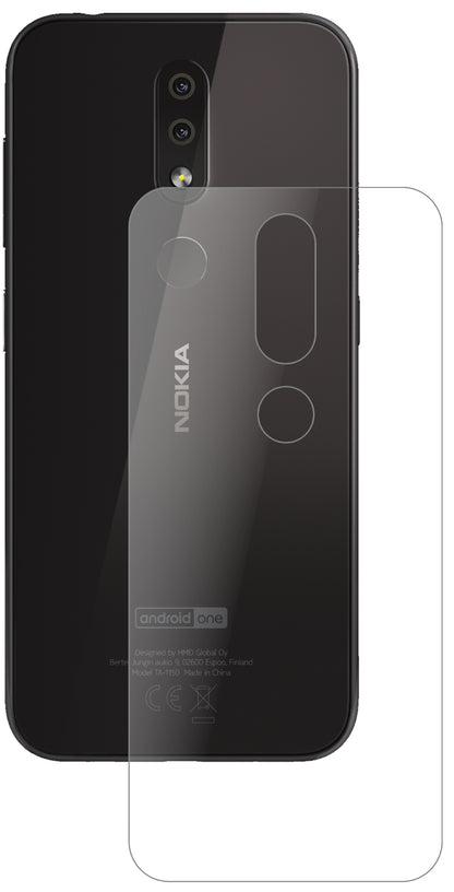 Nokia4.2 Rückseite mit aufgebrachter dipos Panzerfolie, die lästige Fingerabdrücke minimiert