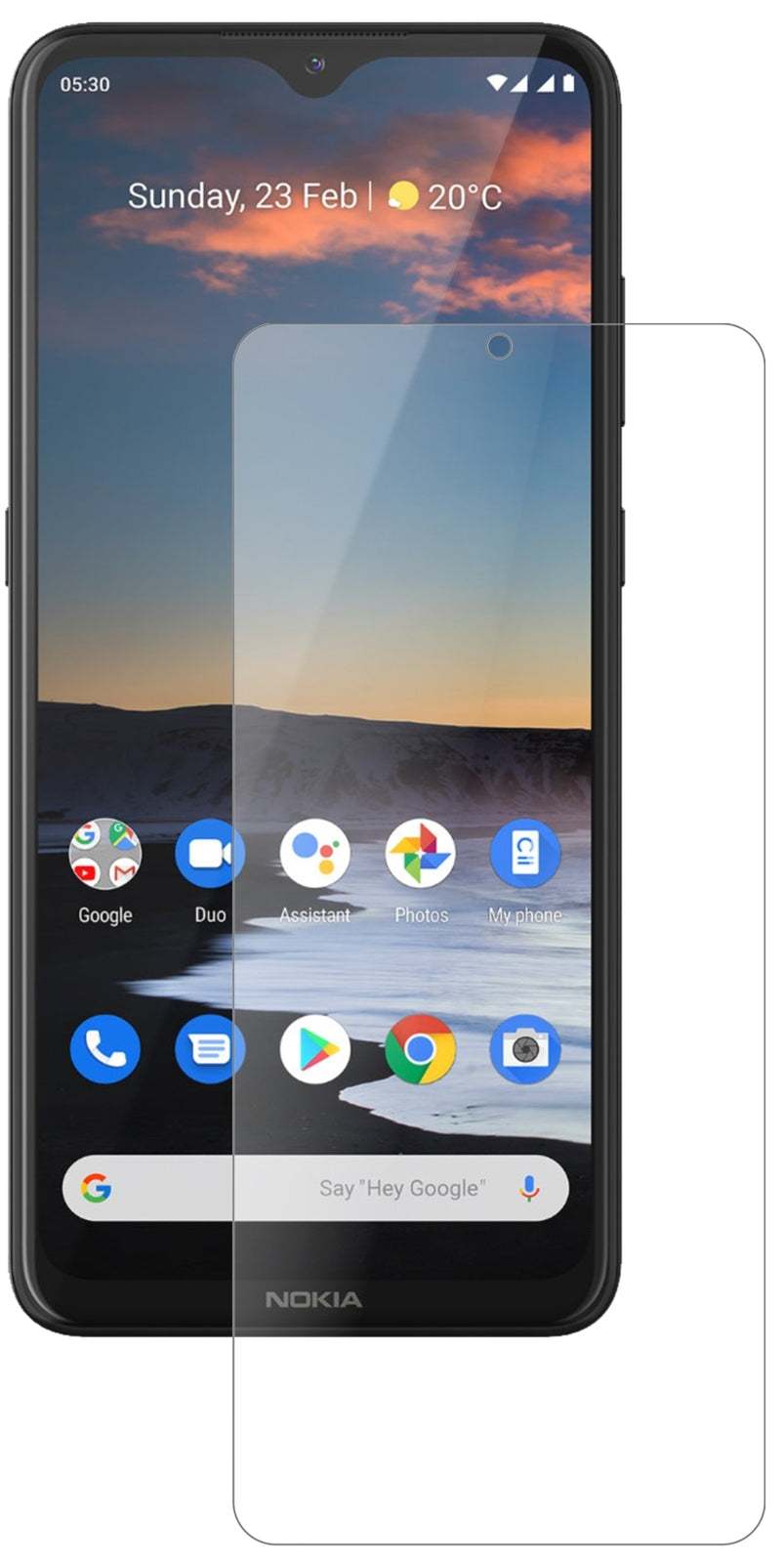 Nokia46086 mit aufgebrachter dipos Panzerfolie, die lästige Fingerabdrücke minimiert