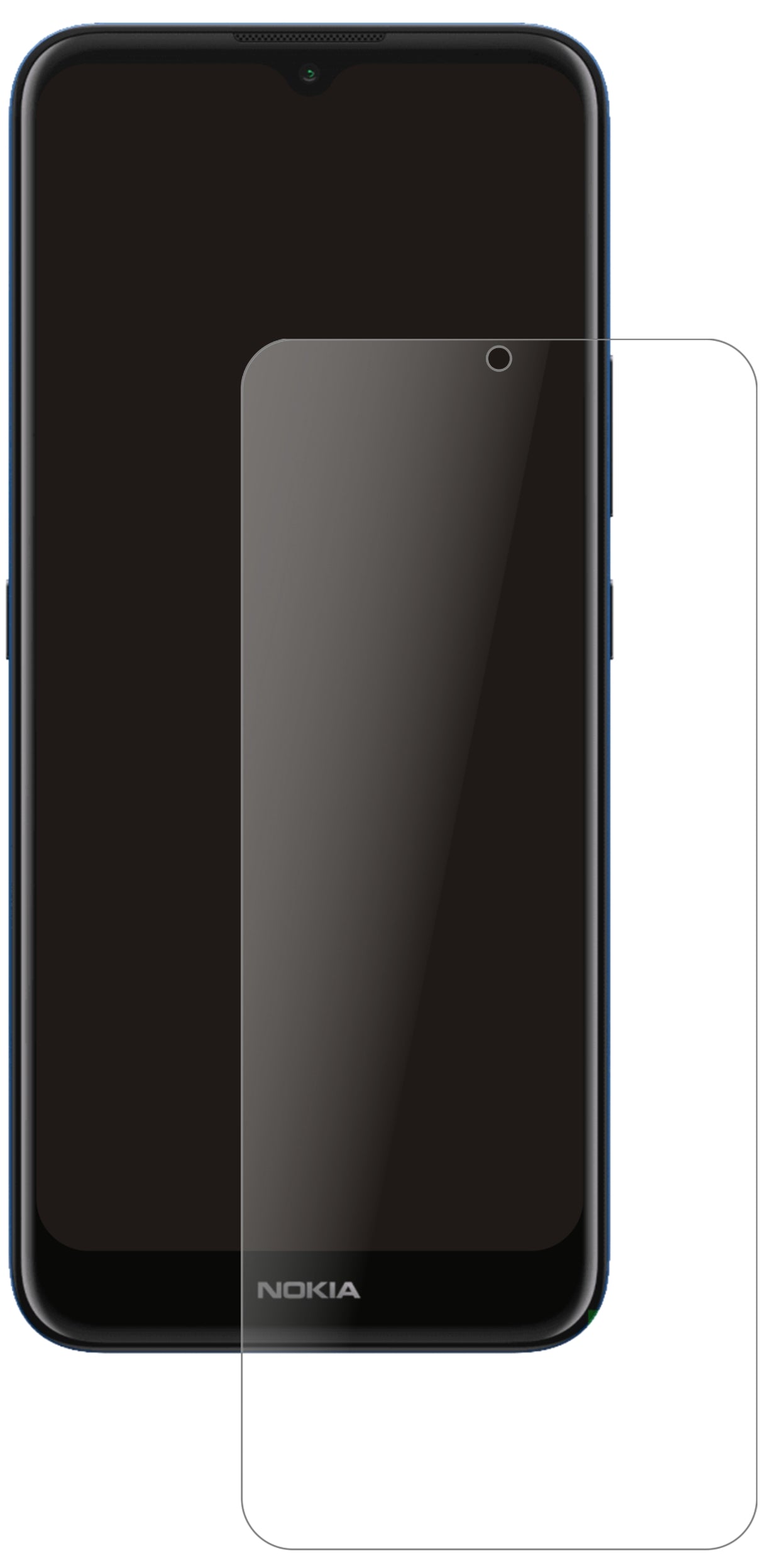 NokiaC20 mit aufgebrachter dipos Panzerfolie, die lästige Fingerabdrücke minimiert