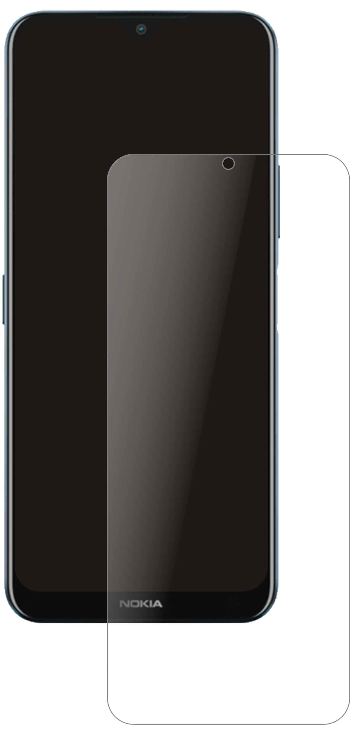 NokiaG50 mit aufgebrachter dipos Panzerfolie, die lästige Fingerabdrücke minimiert