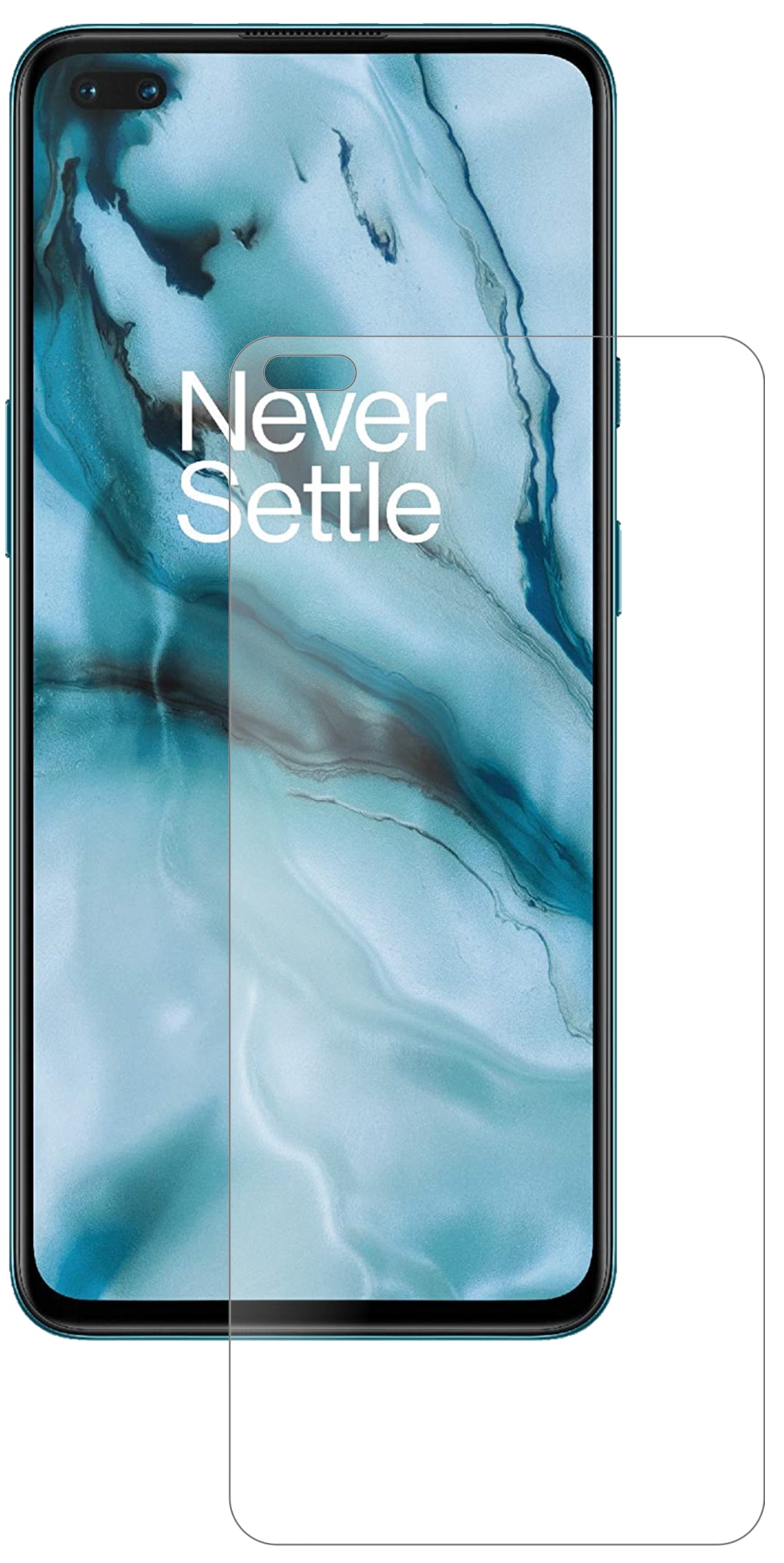 OnePlusNord mit aufgebrachter dipos Panzerfolie, die lästige Fingerabdrücke minimiert