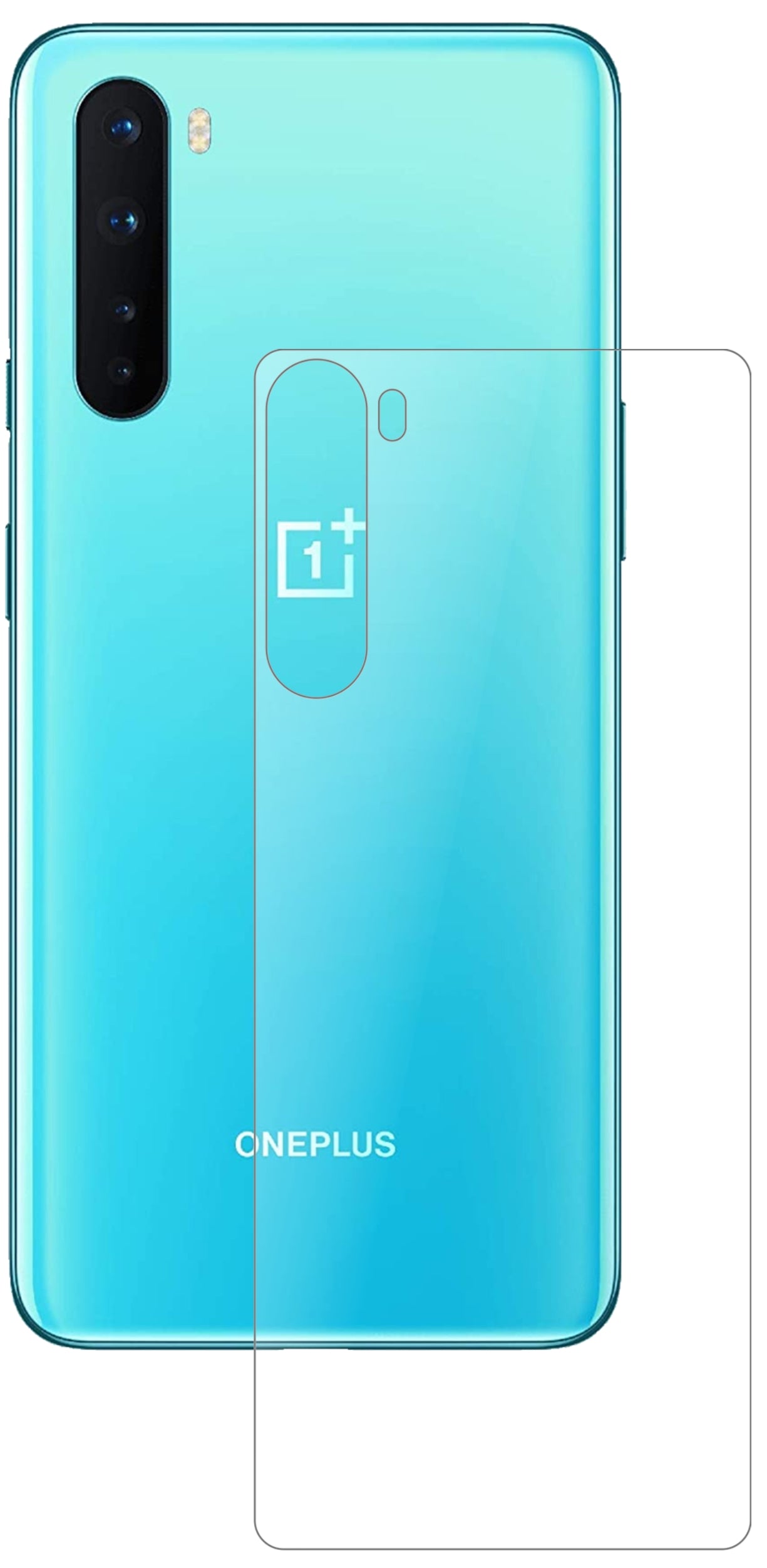 OnePlusNord Rückseite mit aufgebrachter dipos Panzerfolie, die lästige Fingerabdrücke minimiert