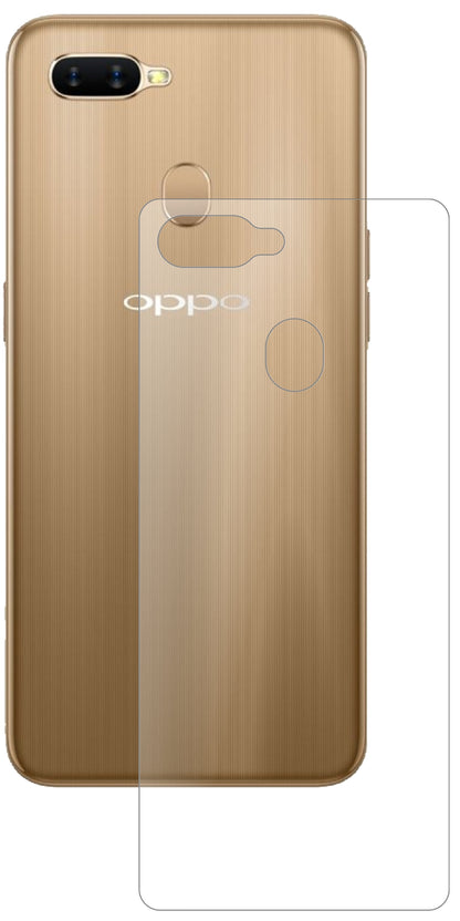 OppoAX7 Rückseite mit aufgebrachter dipos Panzerfolie, die lästige Fingerabdrücke minimiert