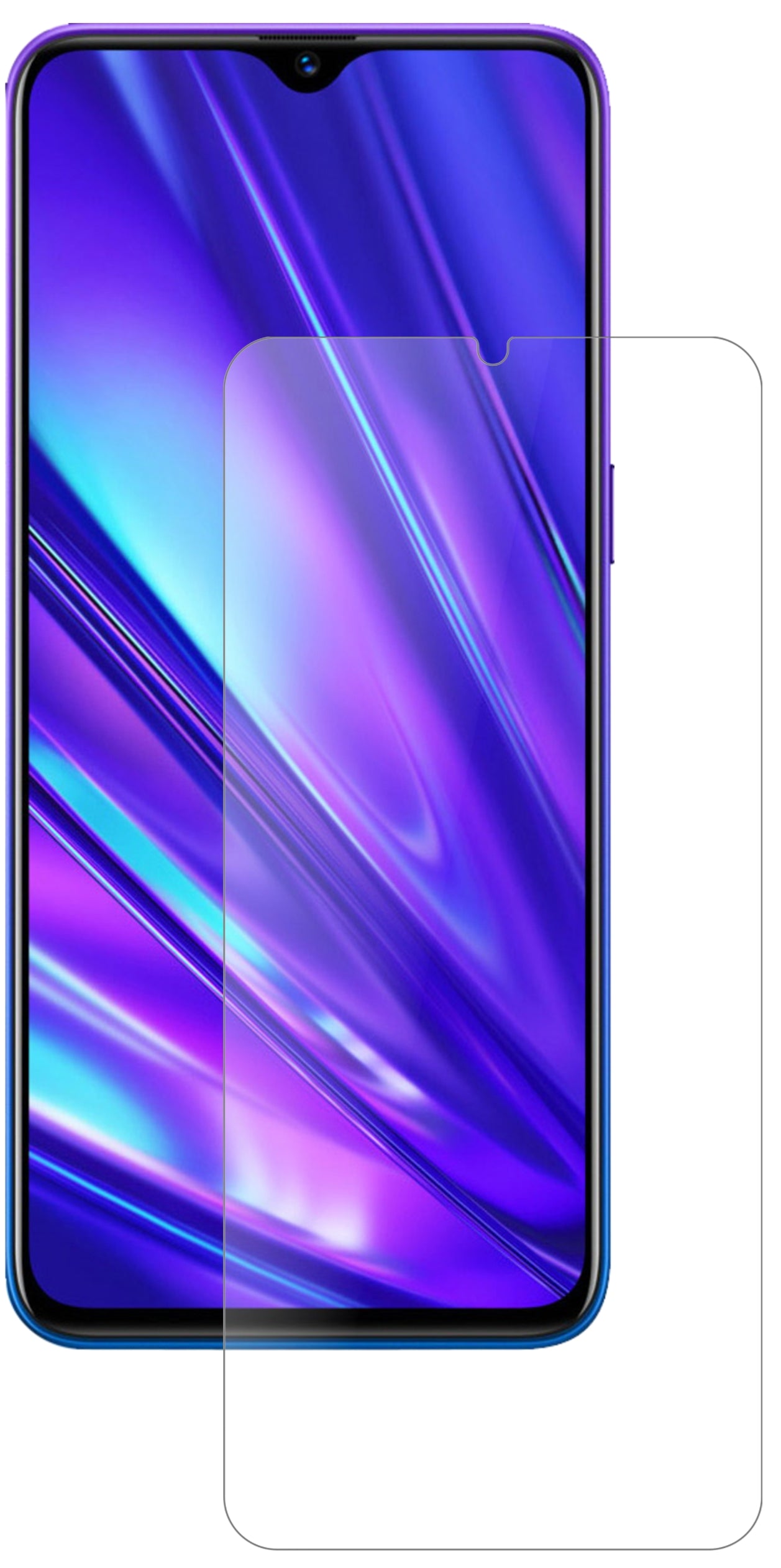 OppoRealme 5s mit aufgebrachter dipos Panzerfolie, die lästige Fingerabdrücke minimiert