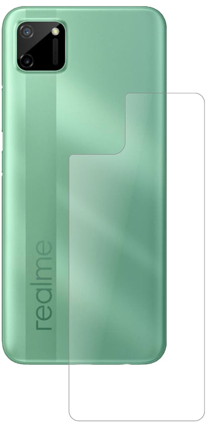 OppoRealme C11 Rückseite mit aufgebrachter dipos Panzerfolie, die lästige Fingerabdrücke minimiert
