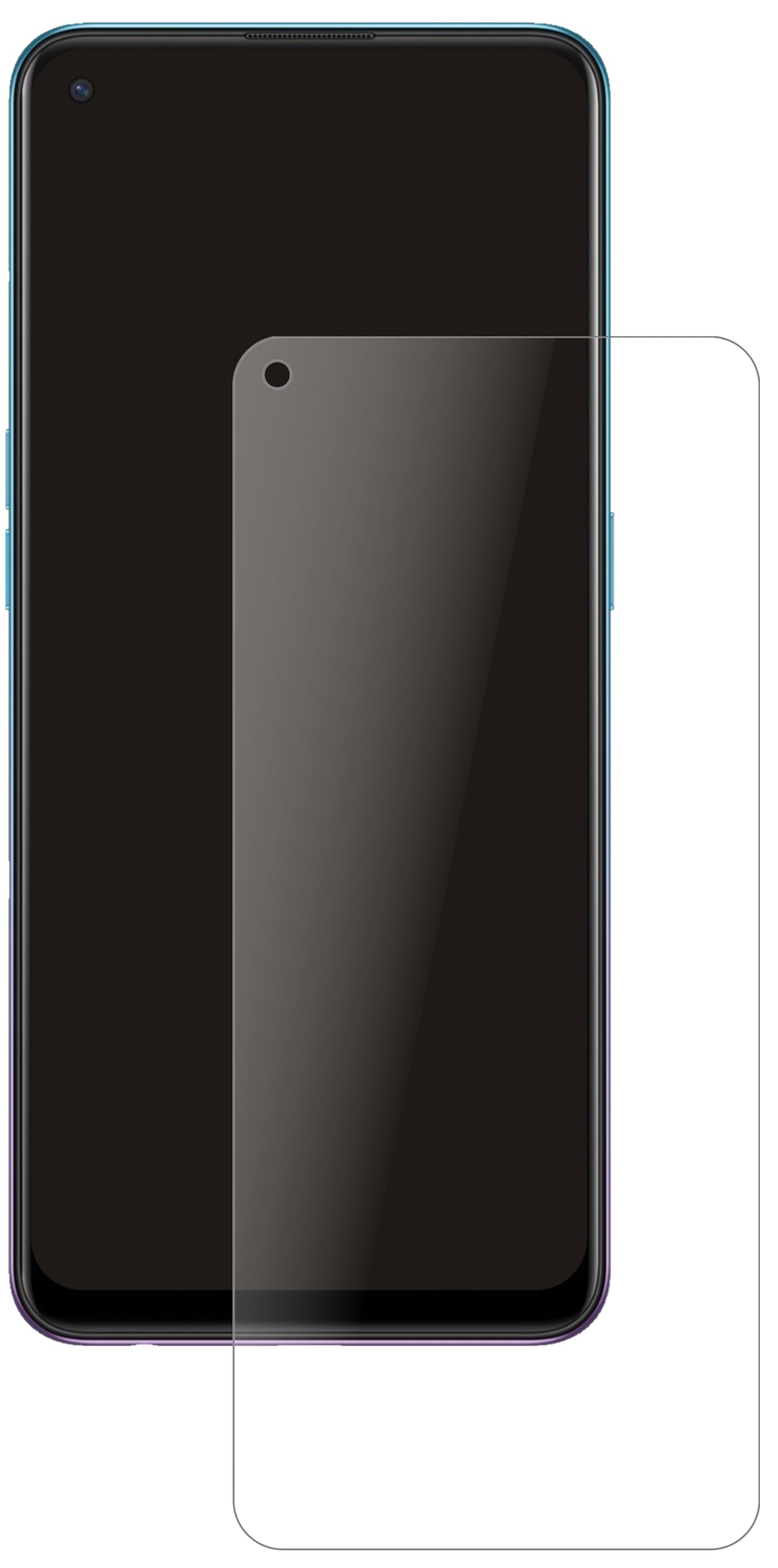 OppoReno5 F mit aufgebrachter dipos Panzerfolie, die lästige Fingerabdrücke minimiert