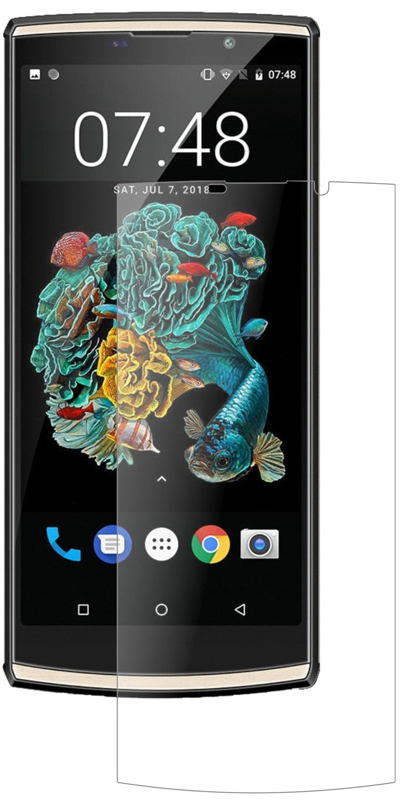 OukitelK7 mit aufgebrachter dipos Panzerfolie, die lästige Fingerabdrücke minimiert