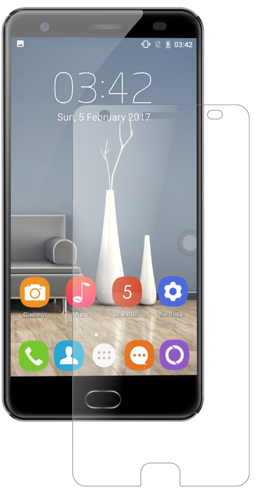 OukitelOK6000 Plus mit aufgebrachter dipos Panzerfolie, die lästige Fingerabdrücke minimiert