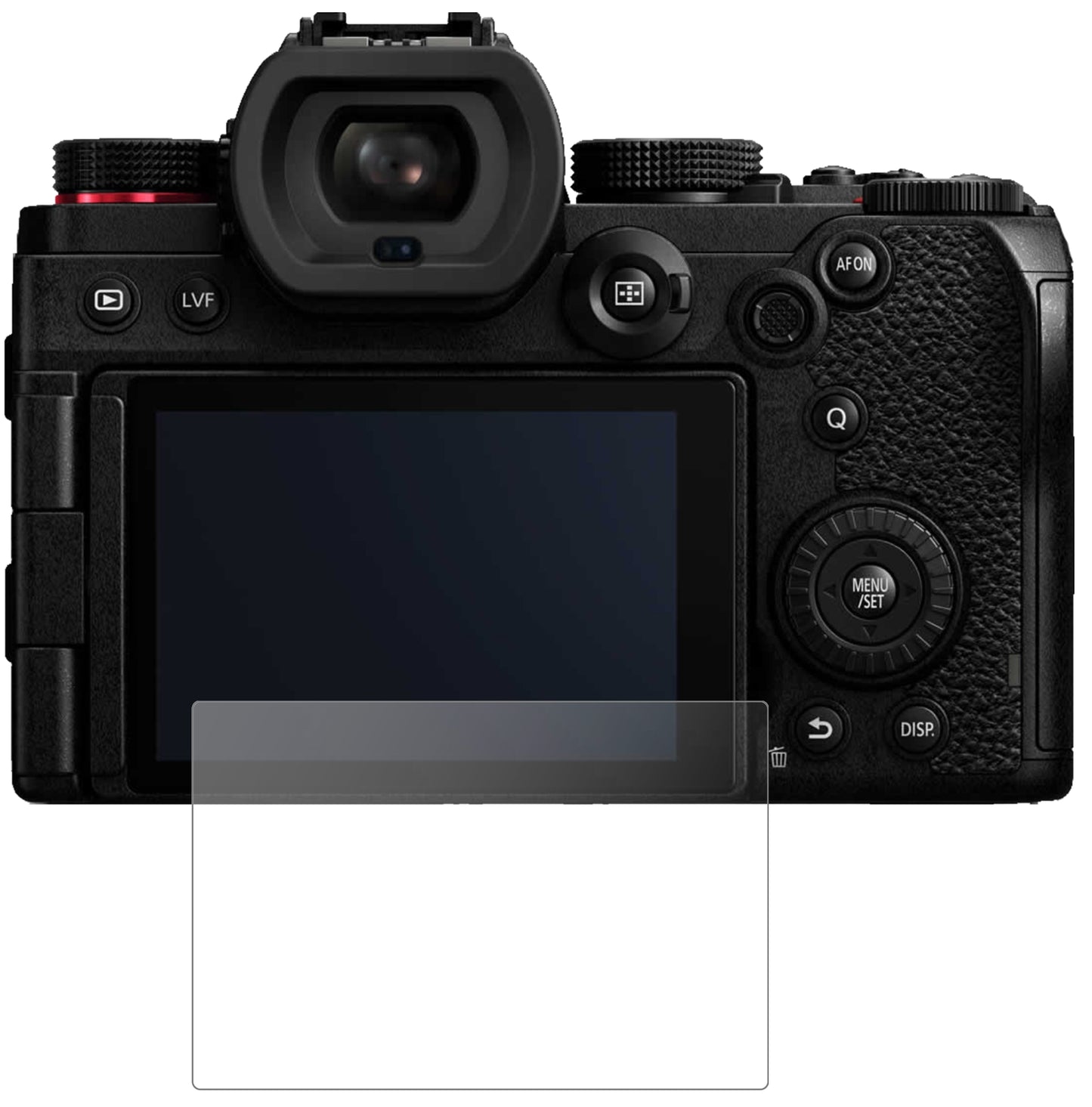 PanasonicLumix DC-S5 mit aufgebrachter dipos Panzerfolie, die lästige Fingerabdrücke minimiert