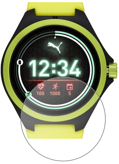 PumaGen 4 Heart Rate Smartwatch mit aufgebrachter dipos Panzerfolie, die lästige Fingerabdrücke minimiert
