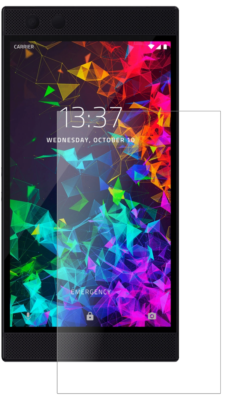 RazerPhone 2 mit aufgebrachter dipos Panzerfolie, die lästige Fingerabdrücke minimiert