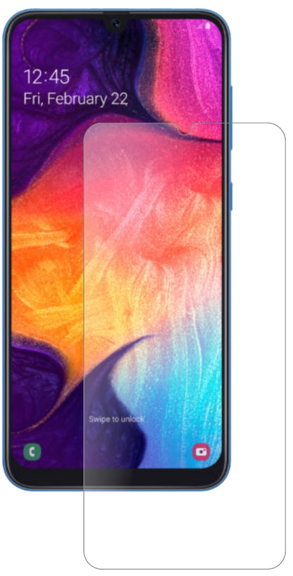 SamsungGalaxy A40 mit aufgebrachter dipos Panzerfolie, die lästige Fingerabdrücke minimiert