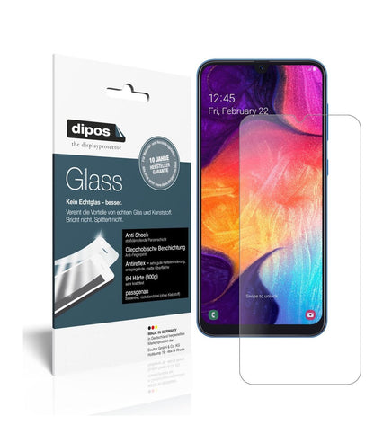 SamsungGalaxy A50 mit aufgebrachter dipos Panzerfolie, die lästige Fingerabdrücke minimiert