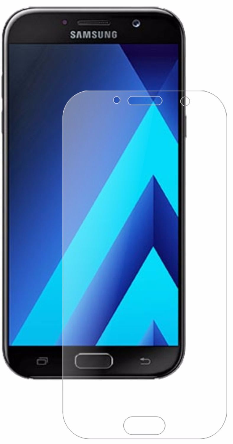 SamsungGalaxy A7 (2017) mit aufgebrachter dipos Panzerfolie, die lästige Fingerabdrücke minimiert