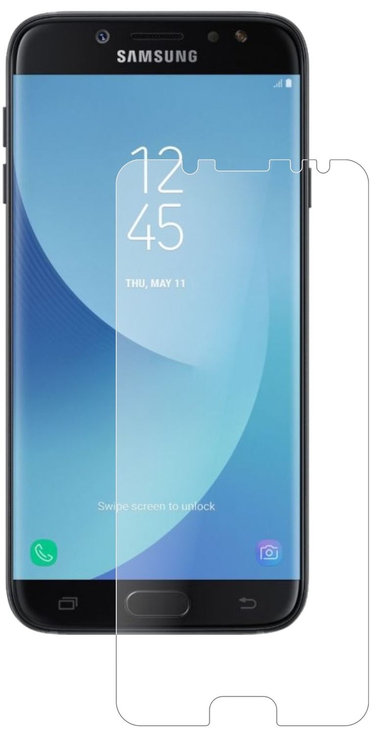 SamsungGalaxy J7 Pro mit aufgebrachter dipos Panzerfolie, die lästige Fingerabdrücke minimiert