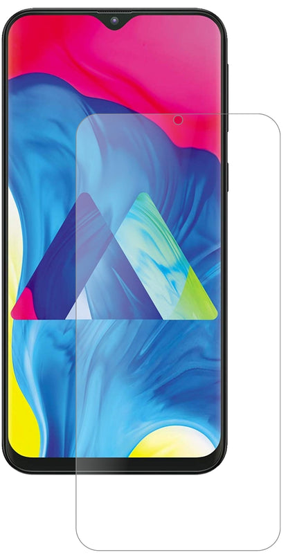 SamsungGalaxy M10 mit aufgebrachter dipos Panzerfolie, die lästige Fingerabdrücke minimiert