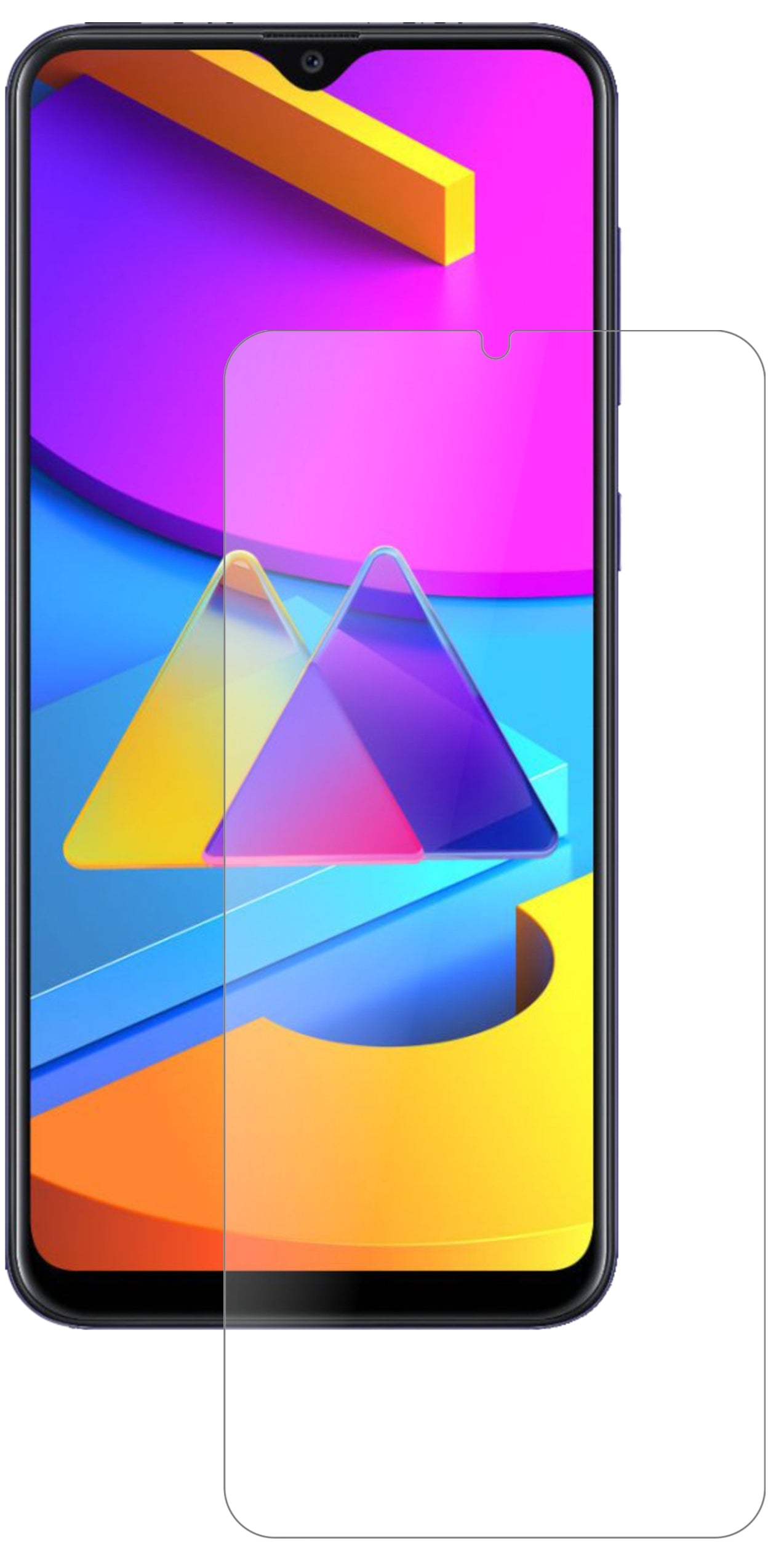 SamsungGalaxy M10s mit aufgebrachter dipos Panzerfolie, die lästige Fingerabdrücke minimiert