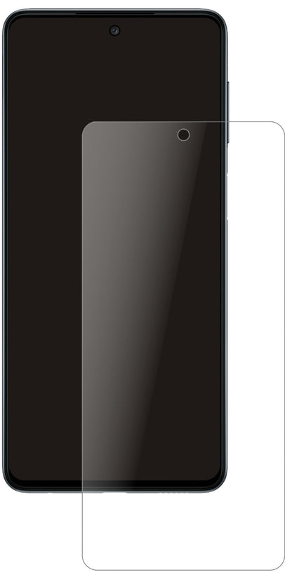 SamsungGalaxy M52 5G mit aufgebrachter dipos Panzerfolie, die lästige Fingerabdrücke minimiert