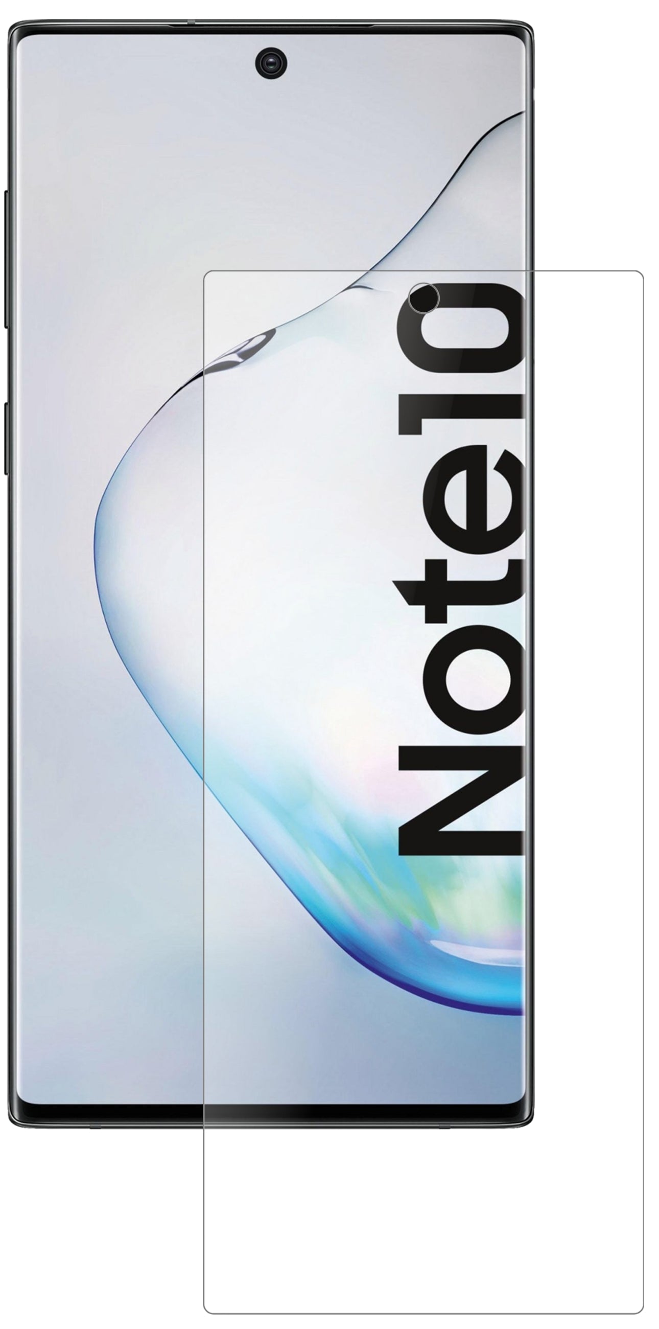 SamsungGalaxy Note 10 5G mit aufgebrachter dipos Panzerfolie, die lästige Fingerabdrücke minimiert