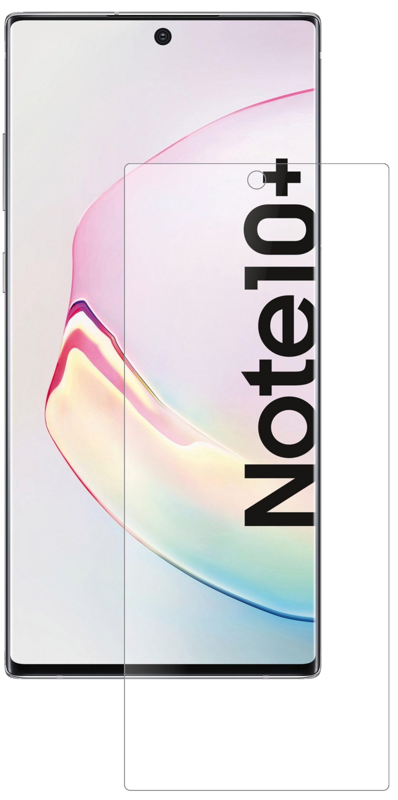 SamsungGalaxy Note 10 Plus mit aufgebrachter dipos Panzerfolie, die lästige Fingerabdrücke minimiert