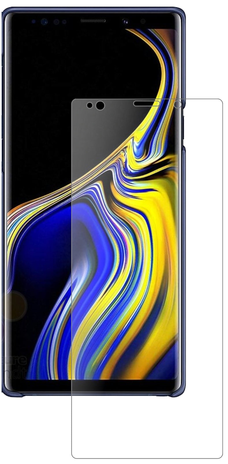 SamsungGalaxy Note 9 mit aufgebrachter dipos Panzerfolie, die lästige Fingerabdrücke minimiert
