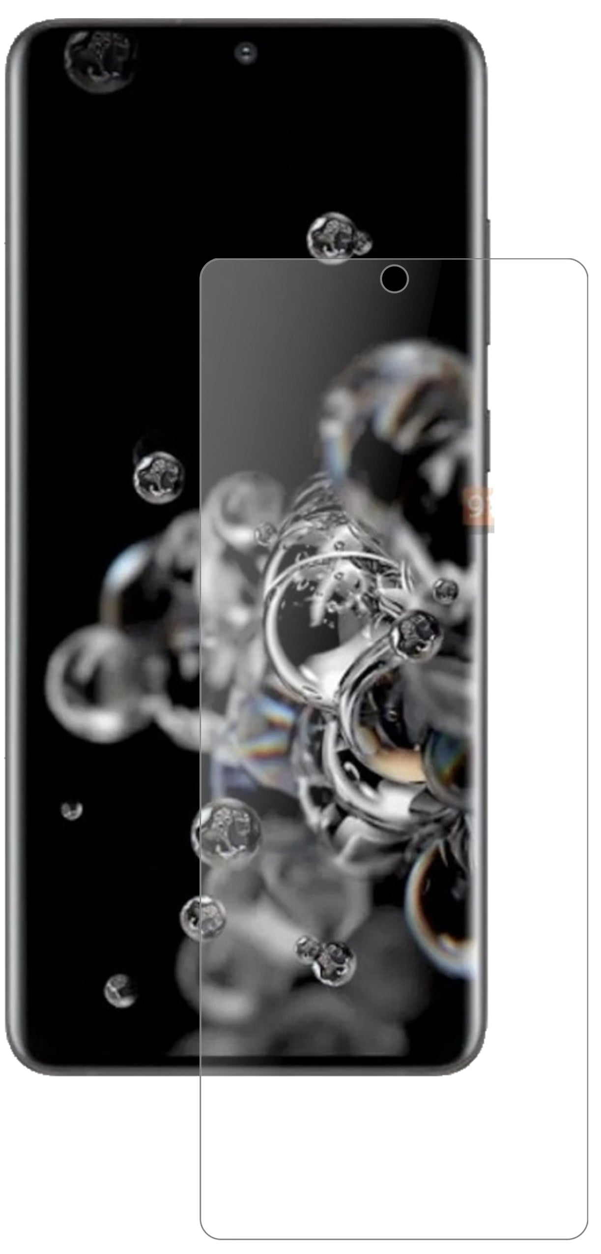 SamsungGalaxy S20 Ultra mit aufgebrachter dipos Panzerfolie, die lästige Fingerabdrücke minimiert