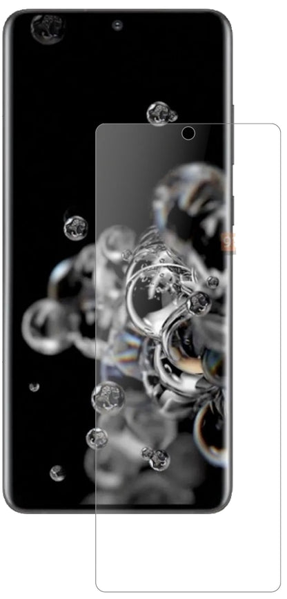 SamsungGalaxy S20 Ultra mit aufgebrachter dipos Panzerfolie, die lästige Fingerabdrücke minimiert