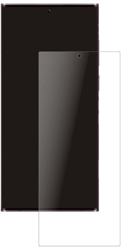SamsungGalaxy S22 Ultra mit aufgebrachter dipos Panzerfolie, die lästige Fingerabdrücke minimiert