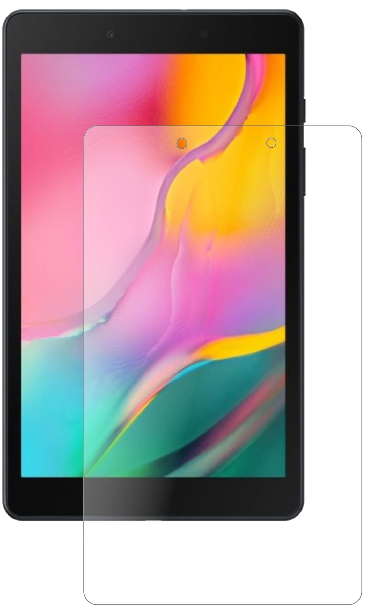 SamsungGalaxy Tab A 8.0 (2019) mit aufgebrachter dipos Panzerfolie, die lästige Fingerabdrücke minimiert