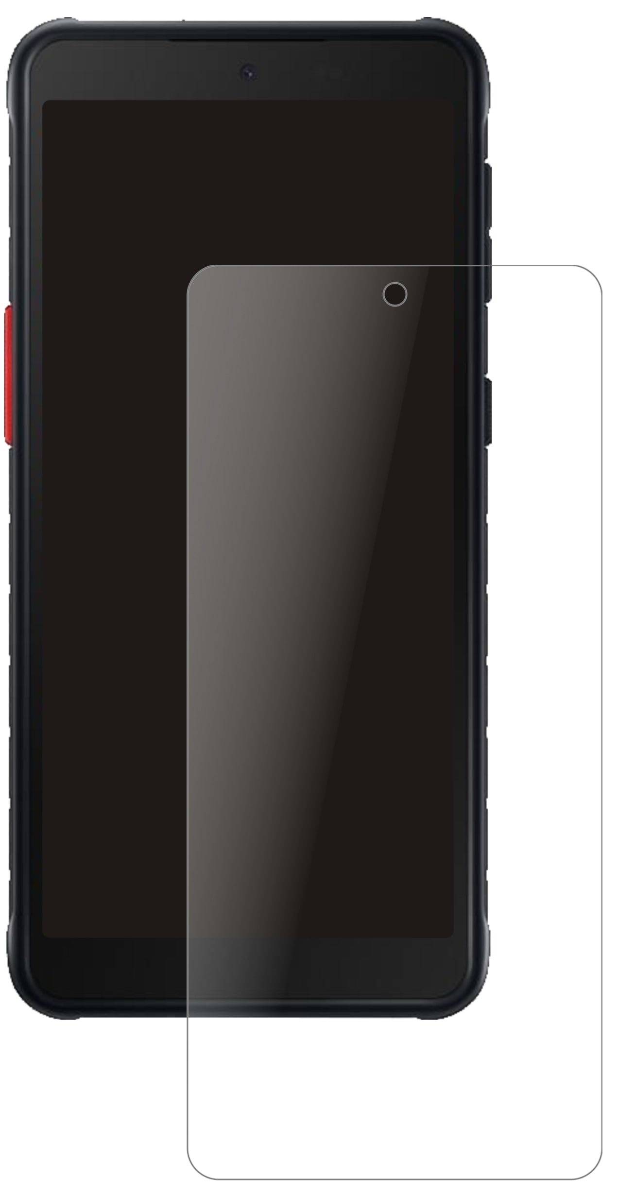 SamsungGalaxy Xcover 5 mit aufgebrachter dipos Panzerfolie, die lästige Fingerabdrücke minimiert