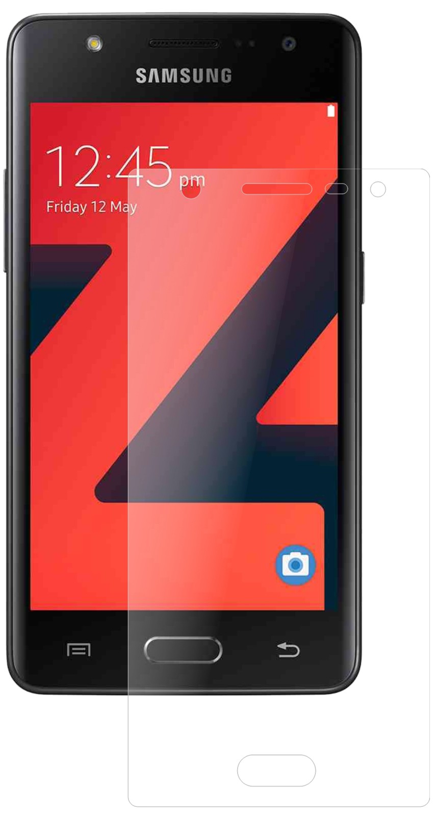 SamsungZ4 mit aufgebrachter dipos Panzerfolie, die lästige Fingerabdrücke minimiert