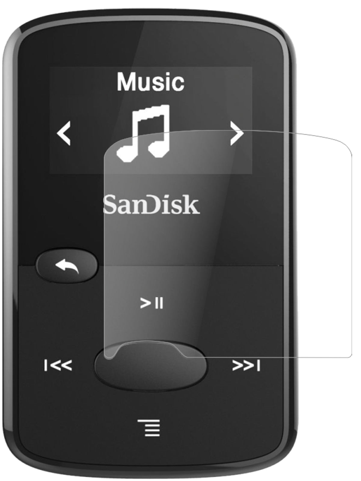 SanDiskClip Jam mit aufgebrachter dipos Panzerfolie, die lästige Fingerabdrücke minimiert