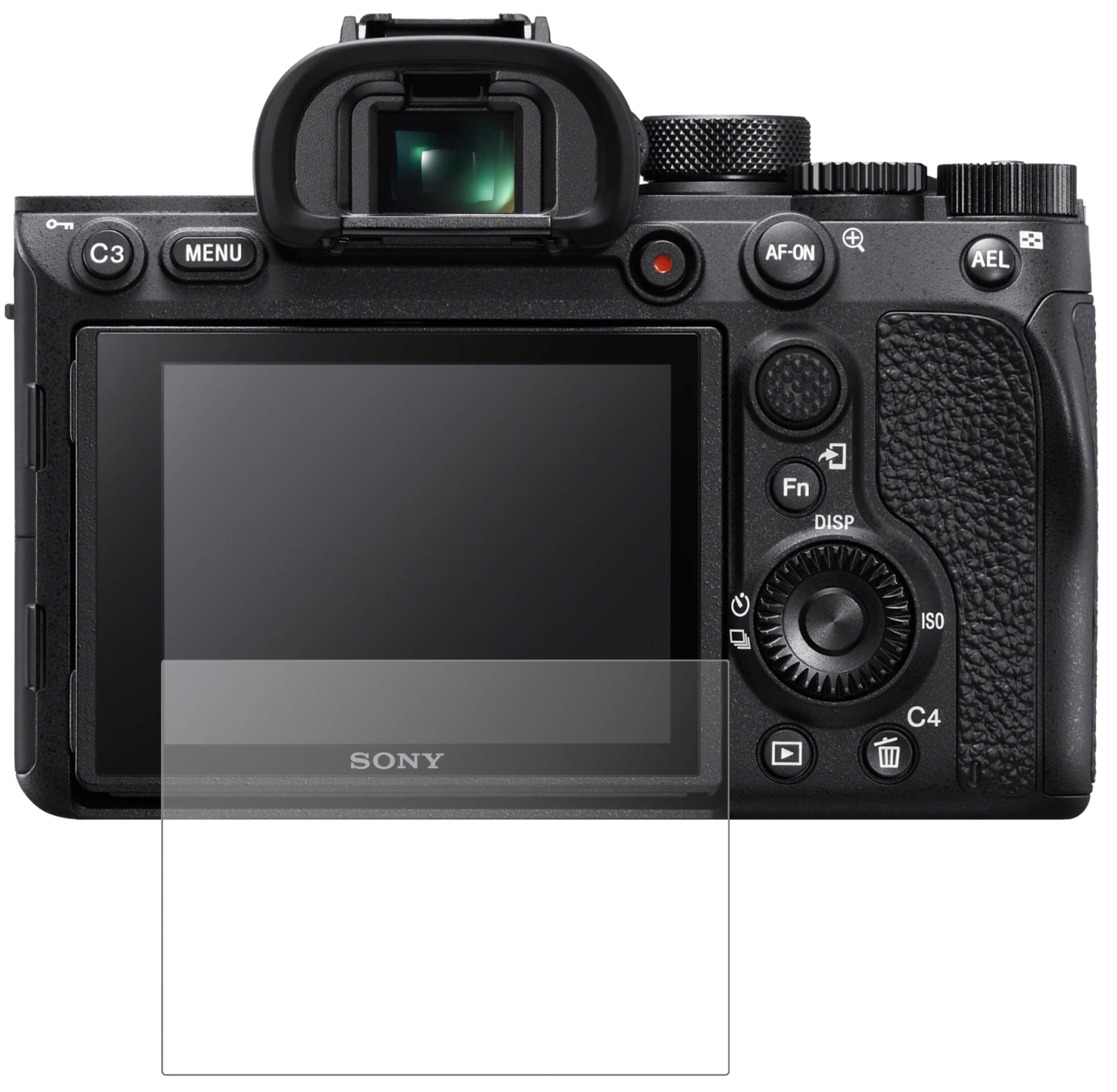 SonyA7R IV mit aufgebrachter dipos Panzerfolie, die lästige Fingerabdrücke minimiert
