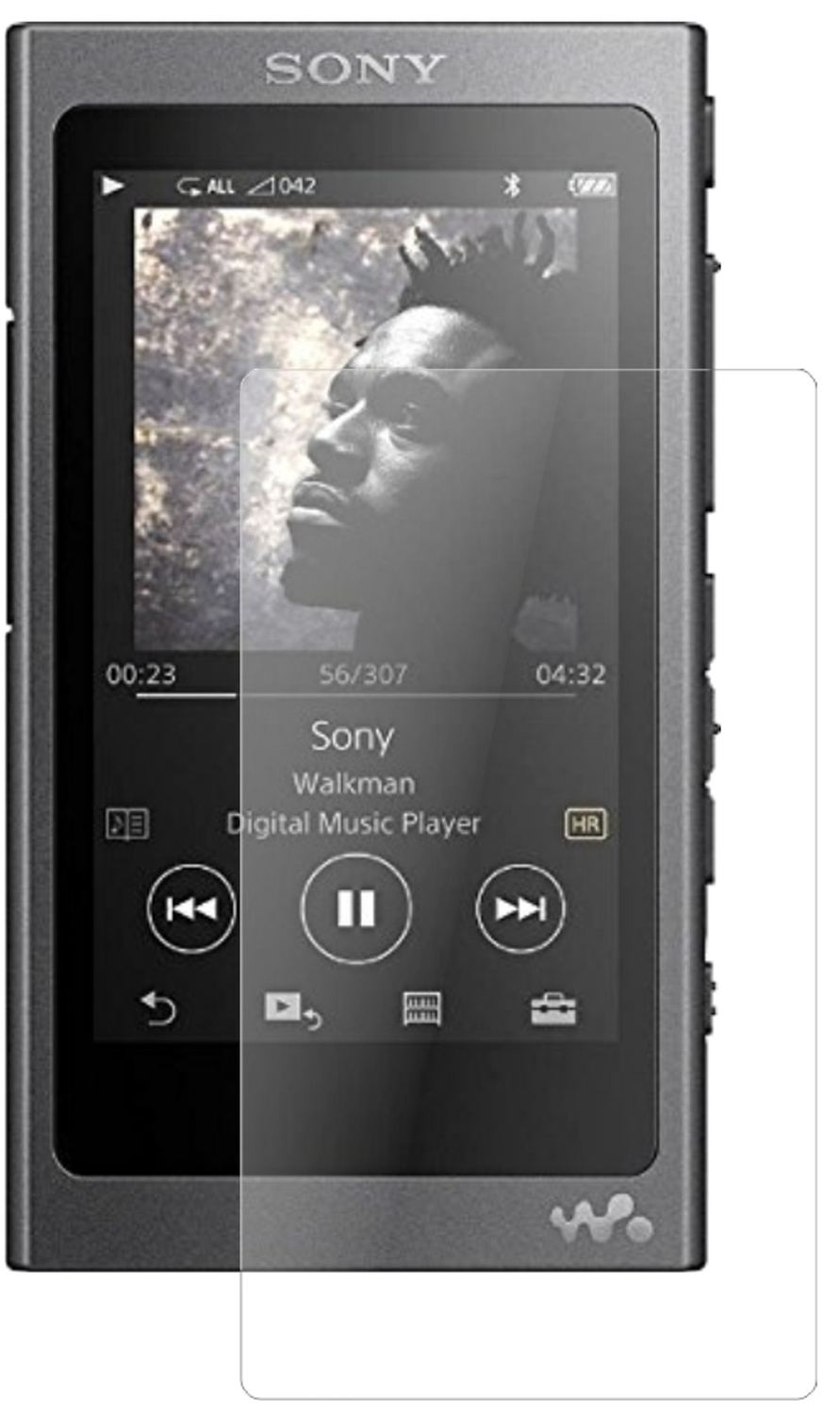 SonyWalkman NW-A35 mit aufgebrachter dipos Panzerfolie, die lästige Fingerabdrücke minimiert