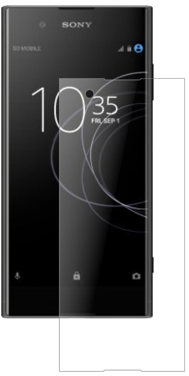 SonyXperia XA1 Plus mit aufgebrachter dipos Panzerfolie, die lästige Fingerabdrücke minimiert