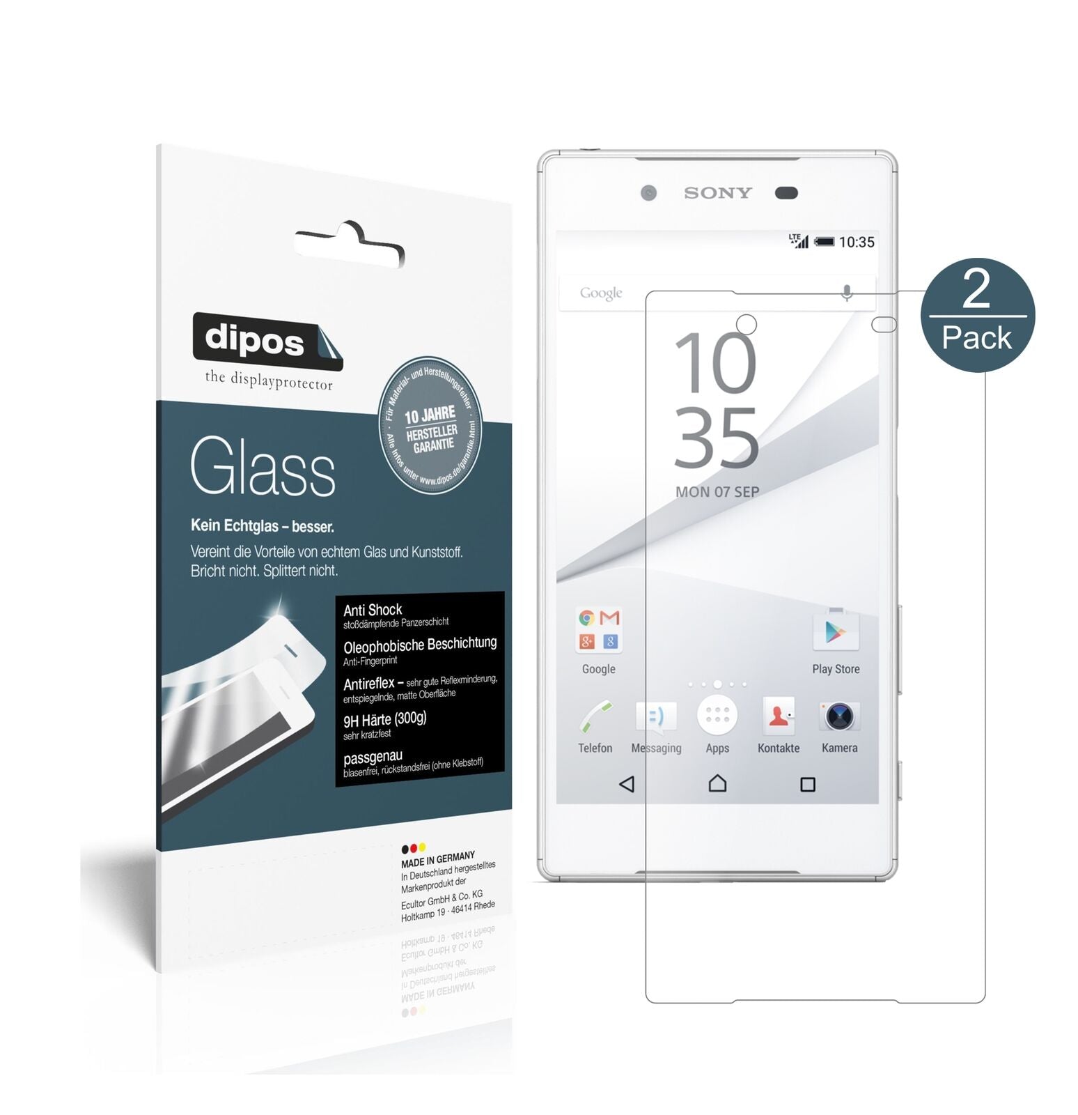 SonyXperia Z5 mit aufgebrachter dipos Panzerfolie, die lästige Fingerabdrücke minimiert