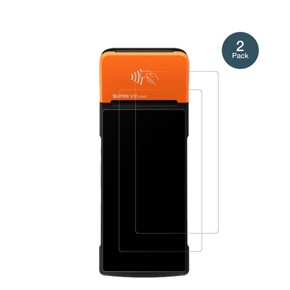 SunmiV2 Pro mit aufgebrachter dipos Panzerfolie, die lästige Fingerabdrücke minimiert