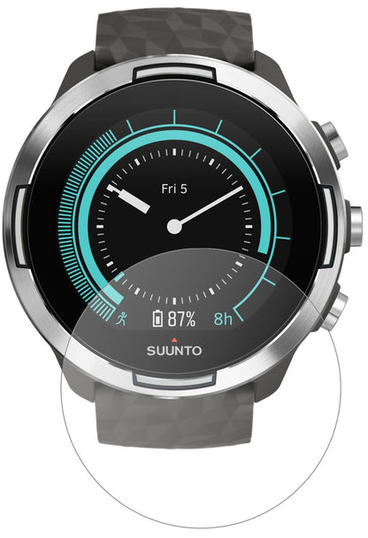 Suunto9 mit aufgebrachter dipos Panzerfolie, die lästige Fingerabdrücke minimiert